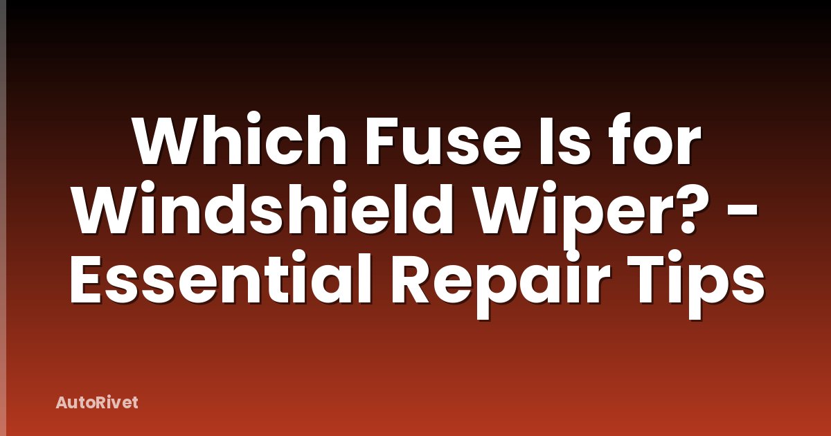 Which Fuse Is for Windshield Wiper? - Essential Repair Tips