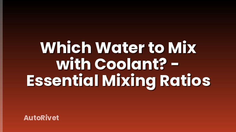 Which Water to Mix with Coolant? - Essential Mixing Ratios