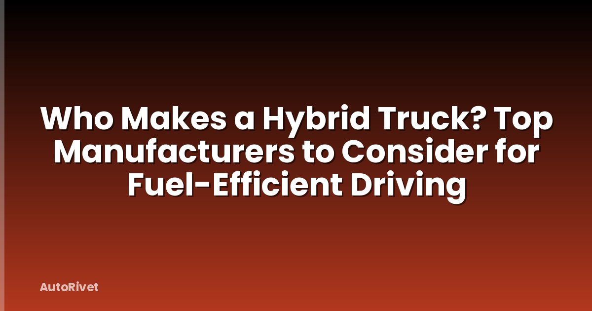 Who Makes a Hybrid Truck? Top Manufacturers to Consider for Fuel-Efficient Driving