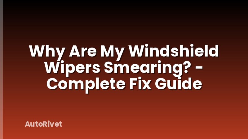 Why Are My Windshield Wipers Smearing? - Complete Fix Guide