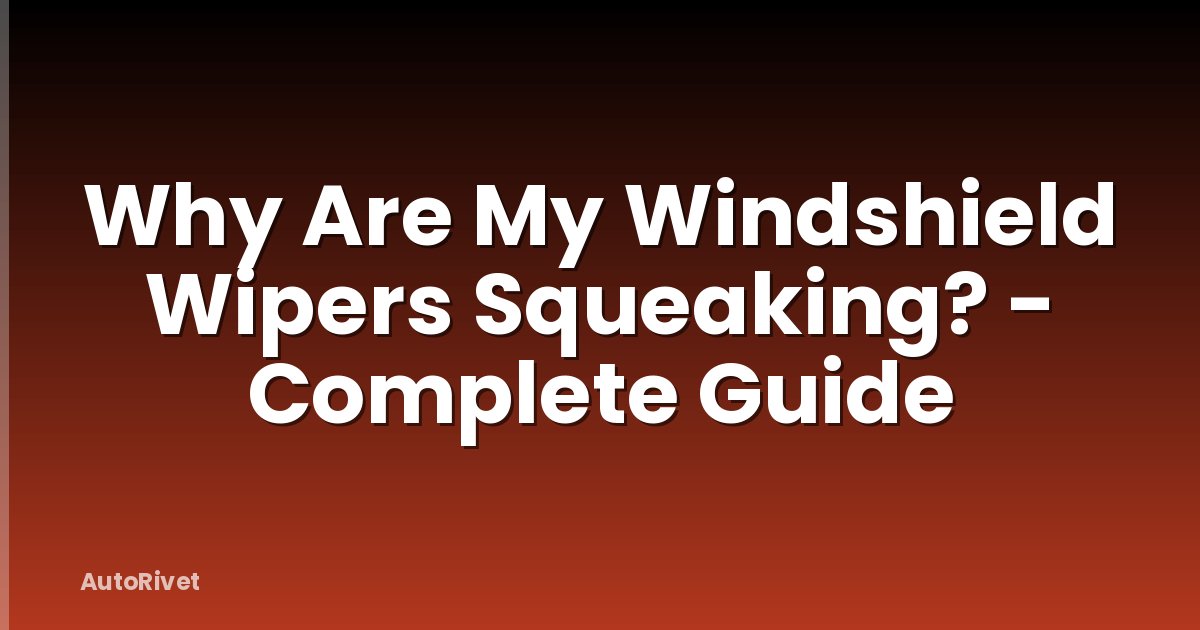 Why Are My Windshield Wipers Squeaking? - Complete Guide
