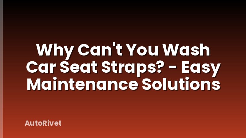 Why Can't You Wash Car Seat Straps? - Easy Maintenance Solutions