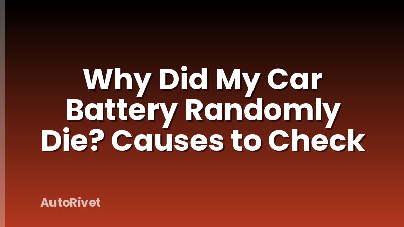 Why Did My Car Battery Randomly Die? Causes to Check