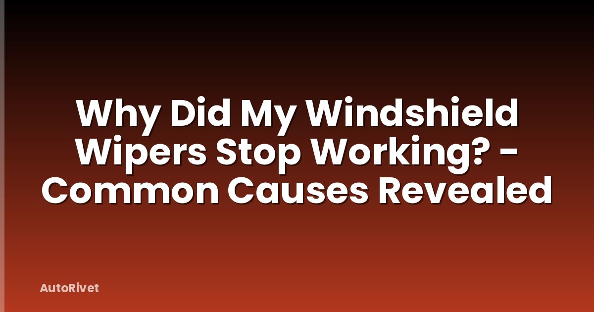 Why Did My Windshield Wipers Stop Working? - Common Causes Revealed