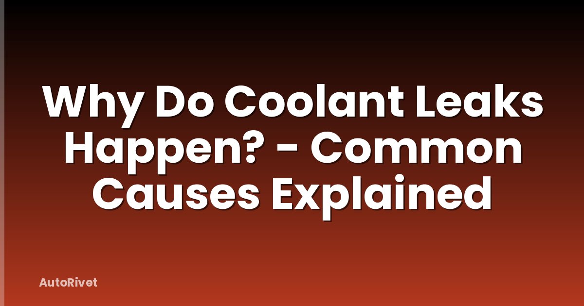 Why Do Coolant Leaks Happen? - Common Causes Explained