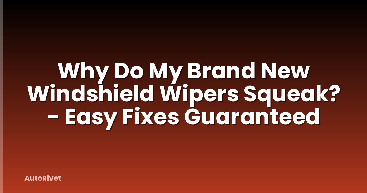 Why Do My Brand New Windshield Wipers Squeak? - Easy Fixes Guaranteed