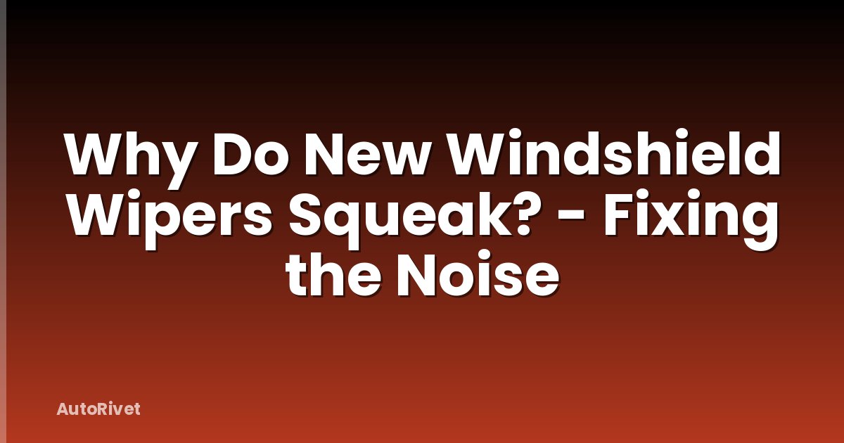 Why Do New Windshield Wipers Squeak? - Fixing the Noise
