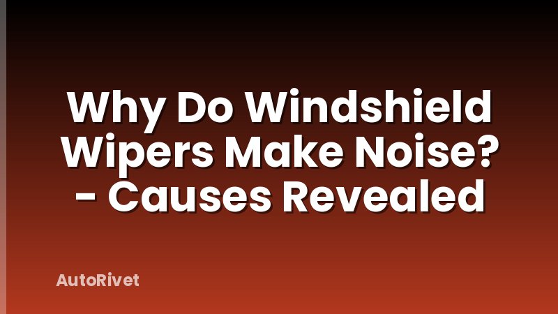 Why Do Windshield Wipers Make Noise? - Causes Revealed