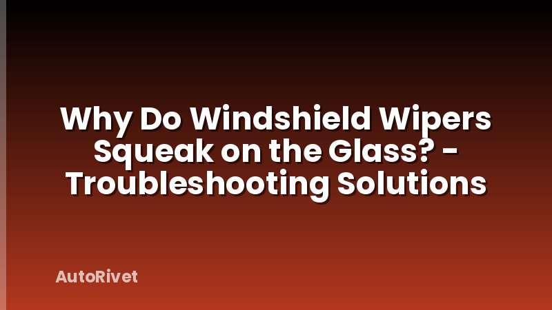 Why Do Windshield Wipers Squeak on the Glass? - Troubleshooting Solutions