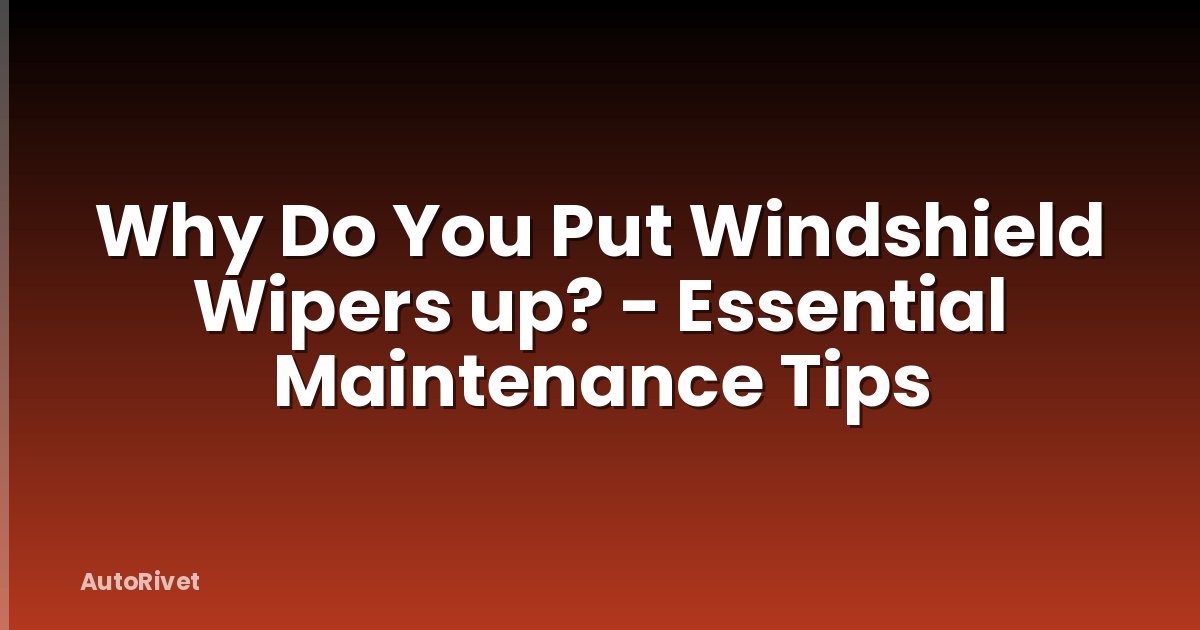 Why Do You Put Windshield Wipers up? - Essential Maintenance Tips