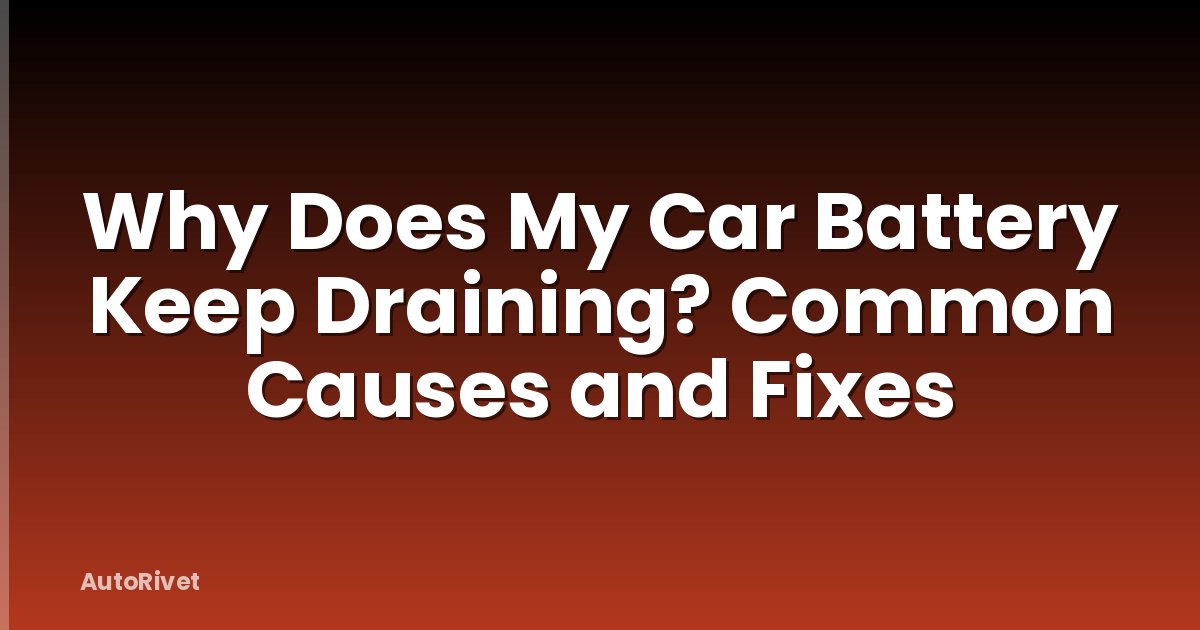 Why Does My Car Battery Keep Draining? Common Causes and Fixes