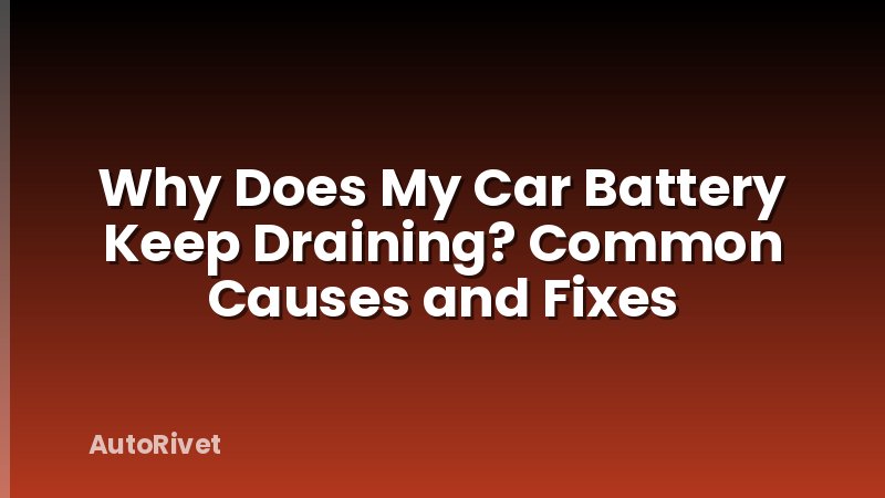 Why Does My Car Battery Keep Draining? Common Causes and Fixes