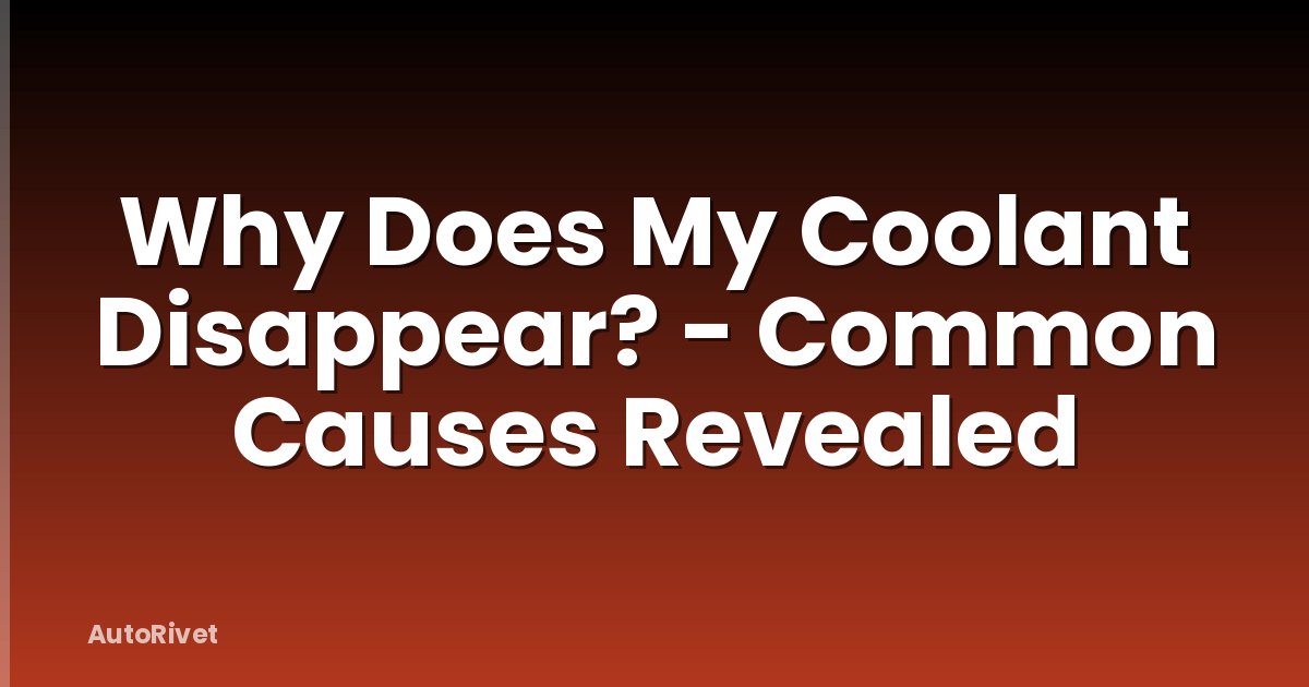 Why Does My Coolant Disappear? - Common Causes Revealed