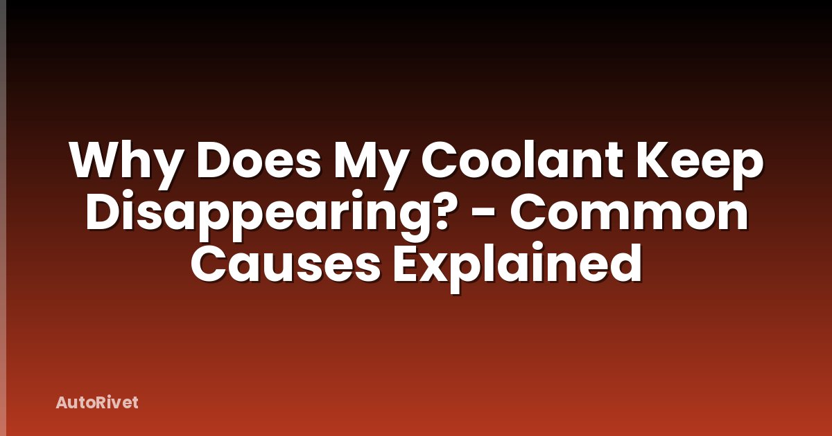Why Does My Coolant Keep Disappearing? - Common Causes Explained