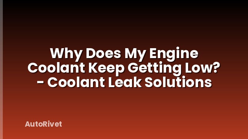 Why Does My Engine Coolant Keep Getting Low? - Coolant Leak Solutions