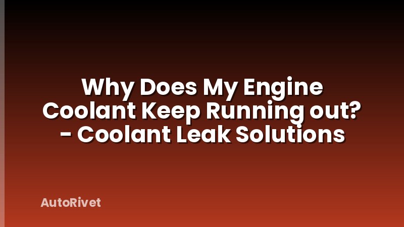 Why Does My Engine Coolant Keep Running out? - Coolant Leak Solutions