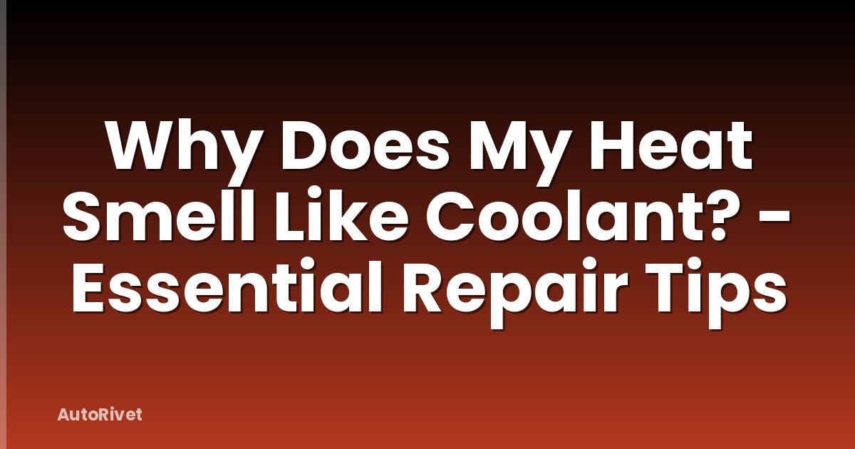 Why Does My Heat Smell Like Coolant? - Essential Repair Tips
