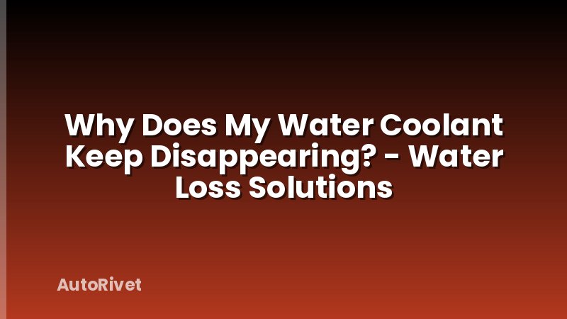 Why Does My Water Coolant Keep Disappearing? - Water Loss Solutions