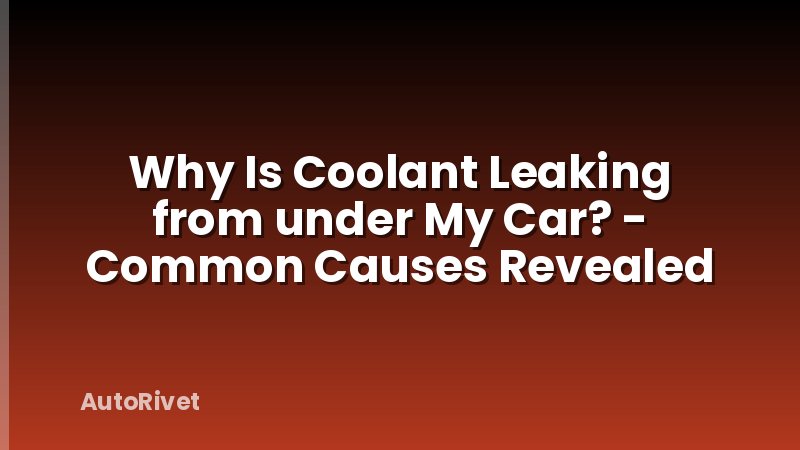 Why Is Coolant Leaking from under My Car? - Common Causes Revealed