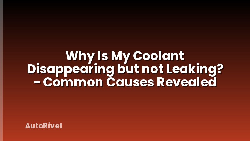 Why Is My Coolant Disappearing but not Leaking? - Common Causes Revealed