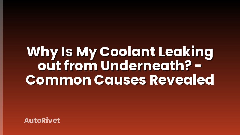 Why Is My Coolant Leaking out from Underneath? - Common Causes Revealed