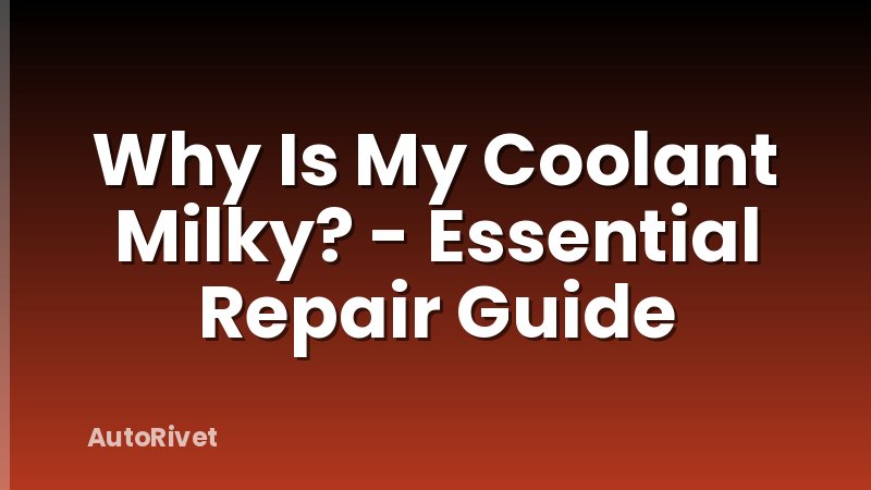 Why Is My Coolant Milky? - Essential Repair Guide