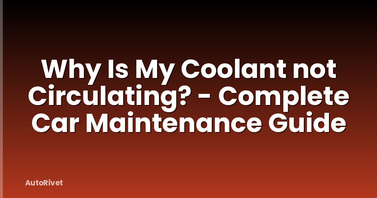Why Is My Coolant not Circulating? - Complete Car Maintenance Guide