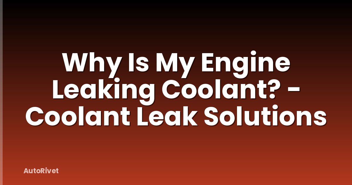 Why Is My Engine Leaking Coolant? - Coolant Leak Solutions