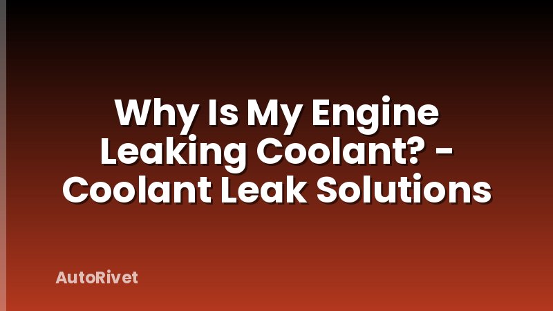 Why Is My Engine Leaking Coolant? - Coolant Leak Solutions