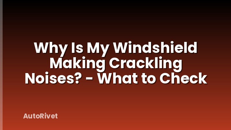 Why Is My Windshield Making Crackling Noises? - What to Check