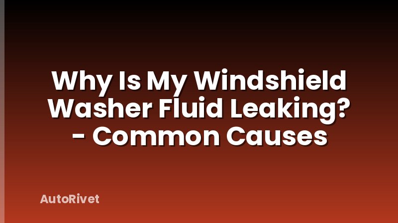 Why Is My Windshield Washer Fluid Leaking? - Common Causes