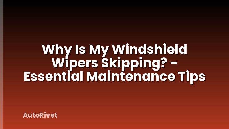 Why Is My Windshield Wipers Skipping? - Essential Maintenance Tips