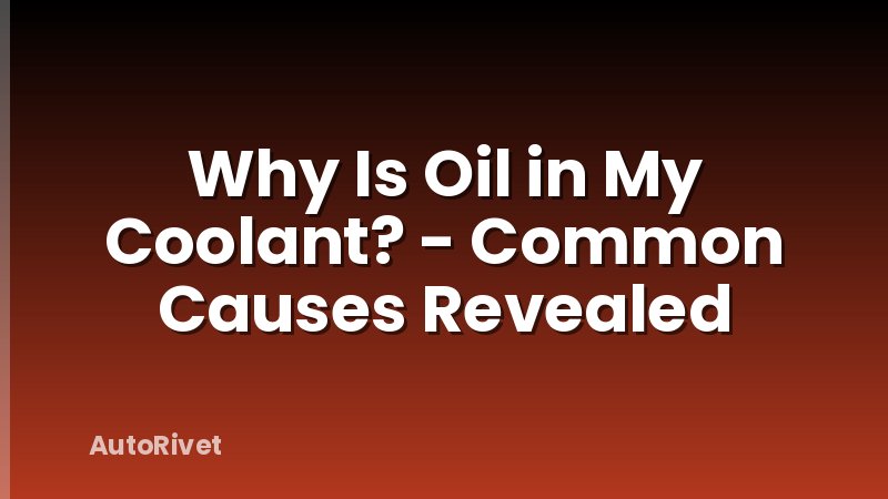 Why Is Oil in My Coolant? - Common Causes Revealed