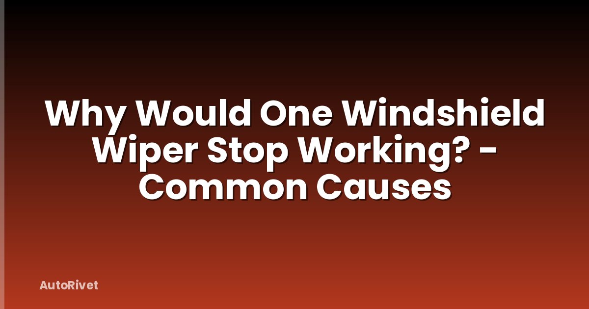 Why Would One Windshield Wiper Stop Working? - Common Causes