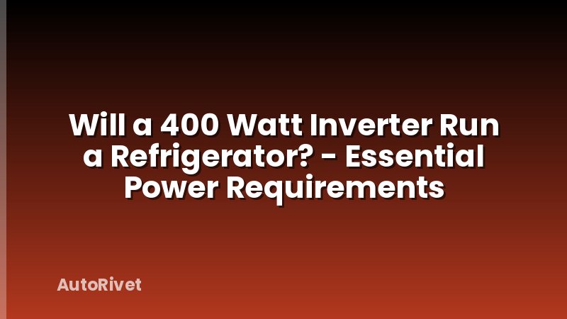Will a 400 Watt Inverter Run a Refrigerator? - Essential Power Requirements