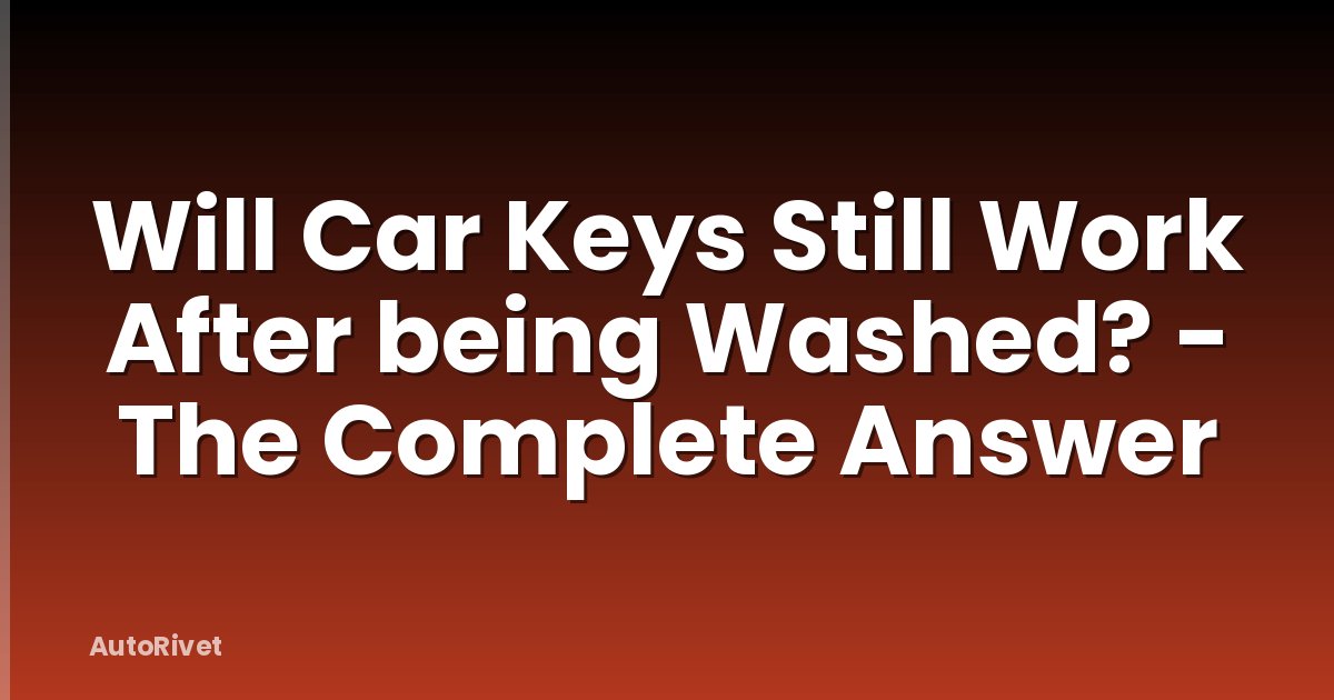 Will Car Keys Still Work After being Washed? - The Complete Answer